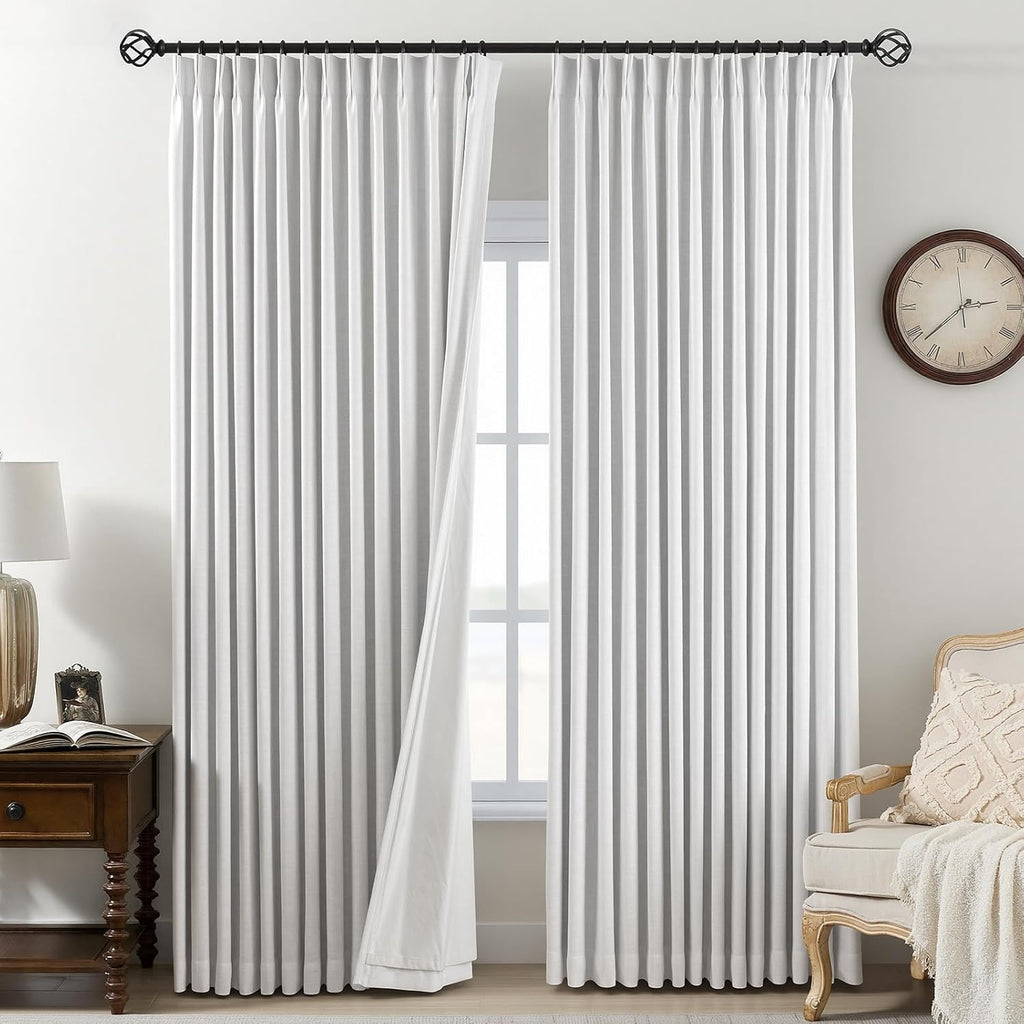 Nalqet Pinch Pleated Linen Curtains 100% Blackout