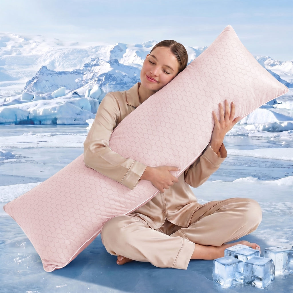 Nalqet 20x54 inch Soft Body Pillow with Shredded Memory Foam and Hexagonal Pattern, Enough Support for Side Sleepper